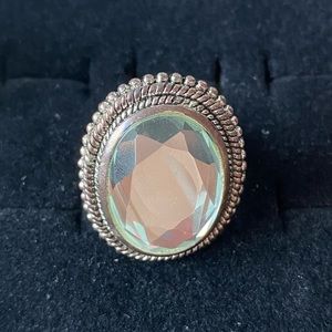 Vintage clear rock statement cocktail ring